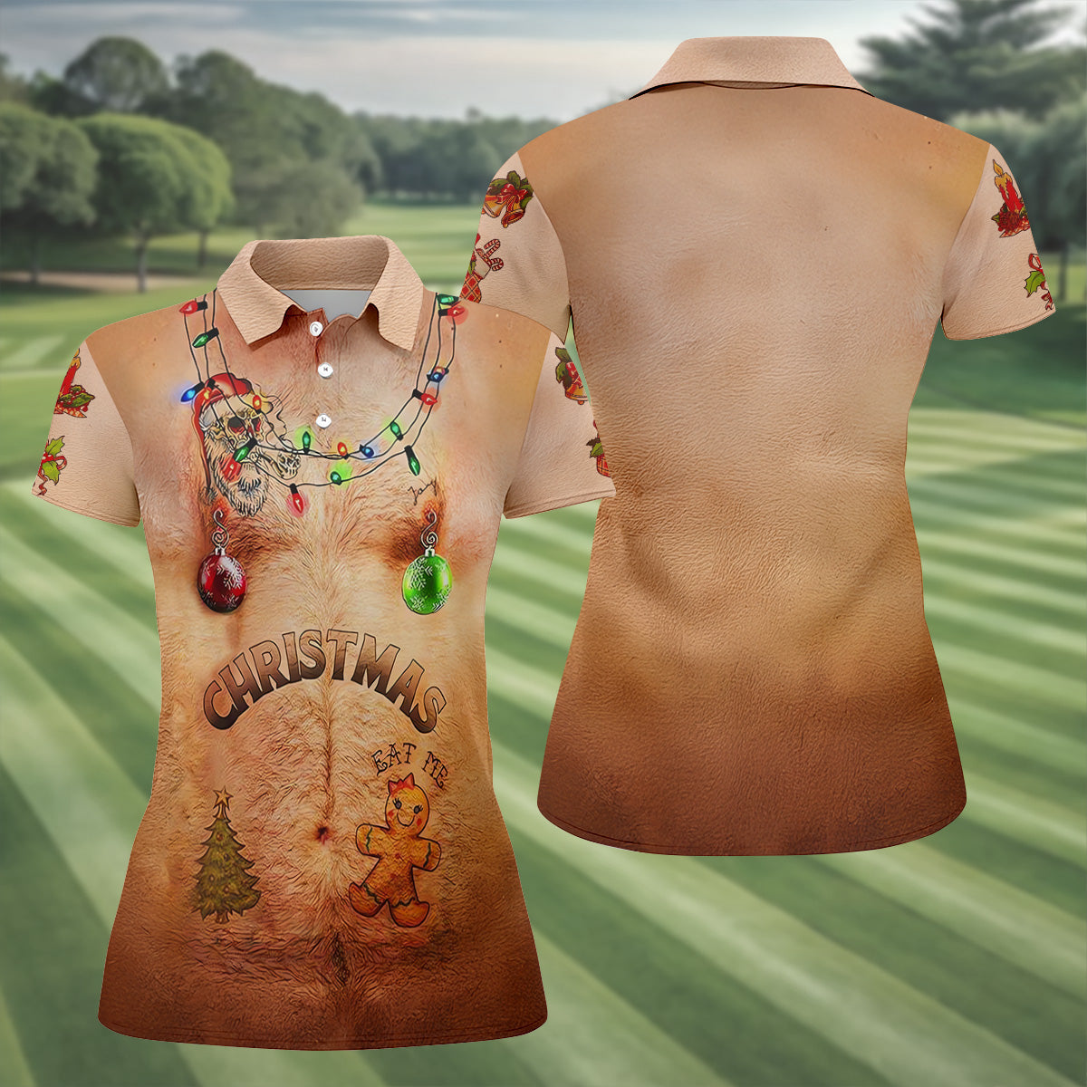 Eat Me Funny Christmas Golf Shirt, Fun Women's Golf Shirts, Unique Gift For Golfer, Ladies Golf Polos
