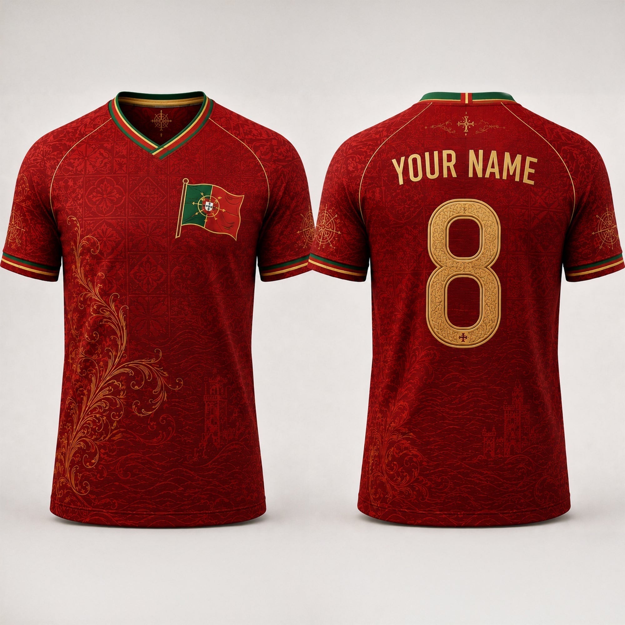Portugal Fan Fooball Shirt, Azulejos V-Neck For Men Football Lover, Soccer Game Day Father's Day Presents