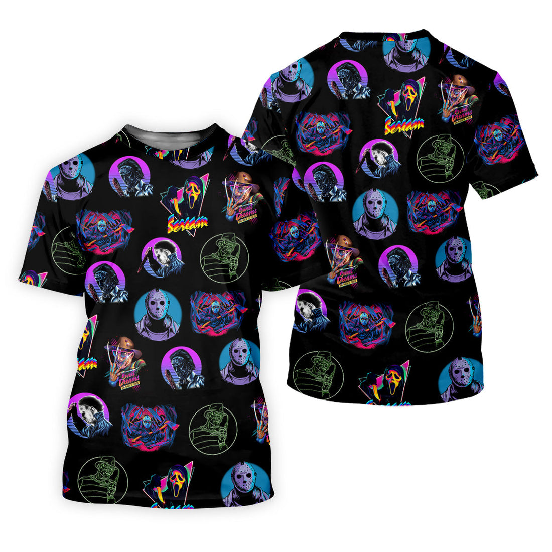 Funny Horror Character Women Golf Shirt, Horror Character Neon Shirt, Halloween Golf Shirt, Scary Halloween Shirts
