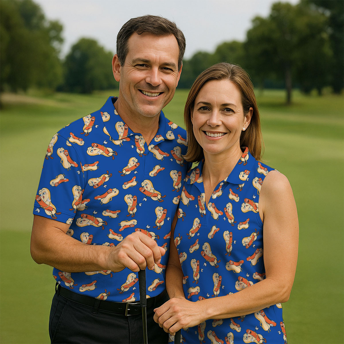 Sausage And Bun Naughty Couple Fun Golf Shirt, Women's Golf Tops, Valentine Couple Gift, Golf Gifts For Women