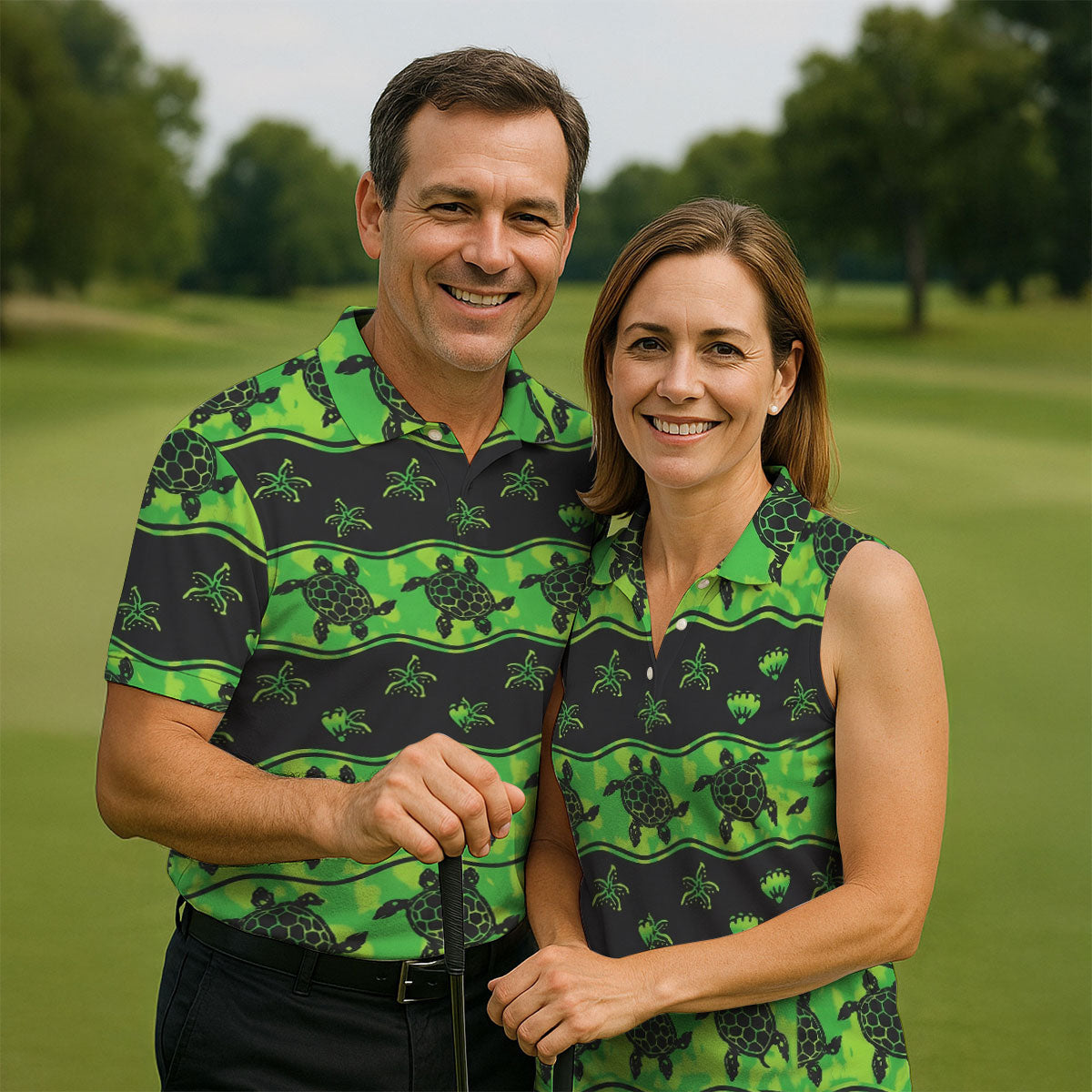 Sea Turtles Sea Creatures Pattern Hawaiian Golf Shirt, Polo Shirts For Men, Golfing Apparel