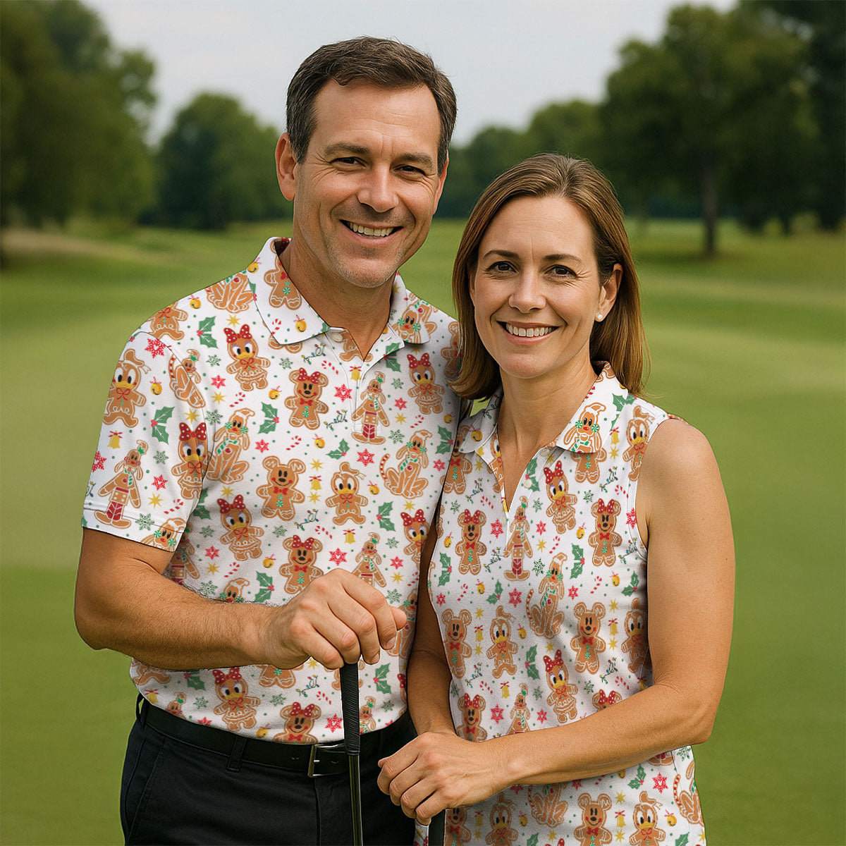 Funny Gingerbread Christmas Golf Shirt, Cute Women's Golf Clothes, Ladies Golf Shirts, Christmas Golf Gift