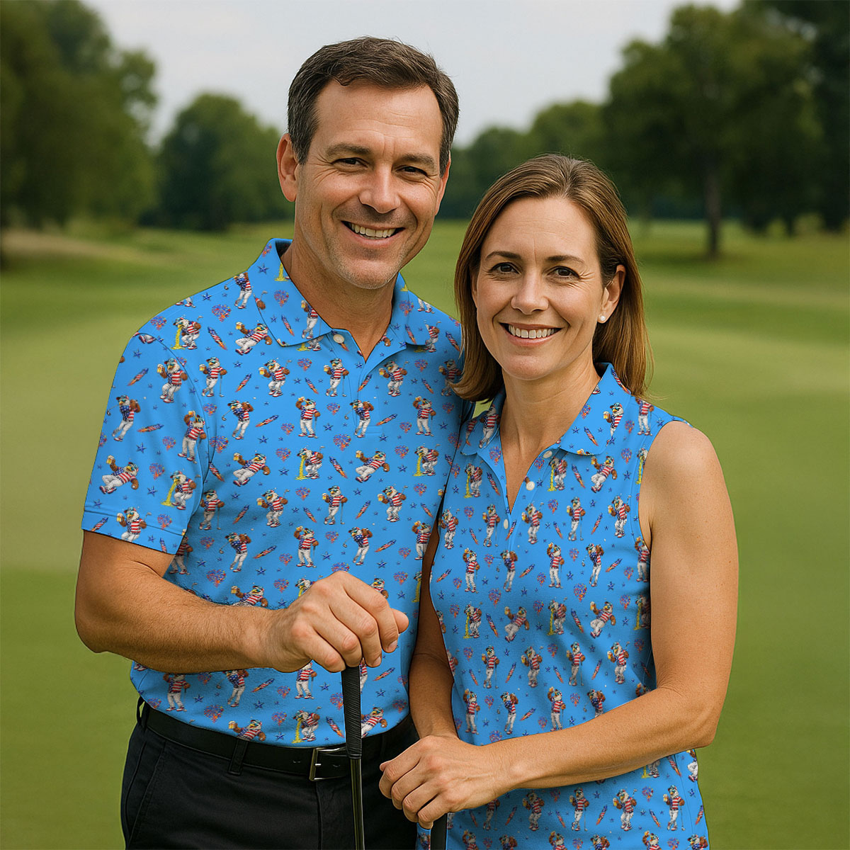 Patriotic Eagle Golf And Beer Funny 4th Of July Blue Golf Shirt, 250th Anniversary Women's Golf Tops