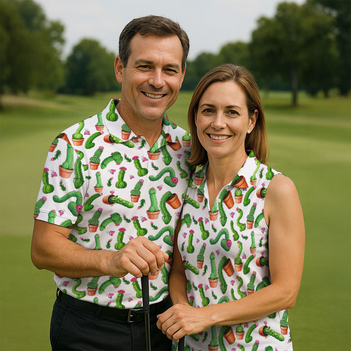 Funny Cactus Adult Humor Women Golf Shirts, Ladies Golf Shirt, Valentines Golf Gift, Golf Gifts For Women
