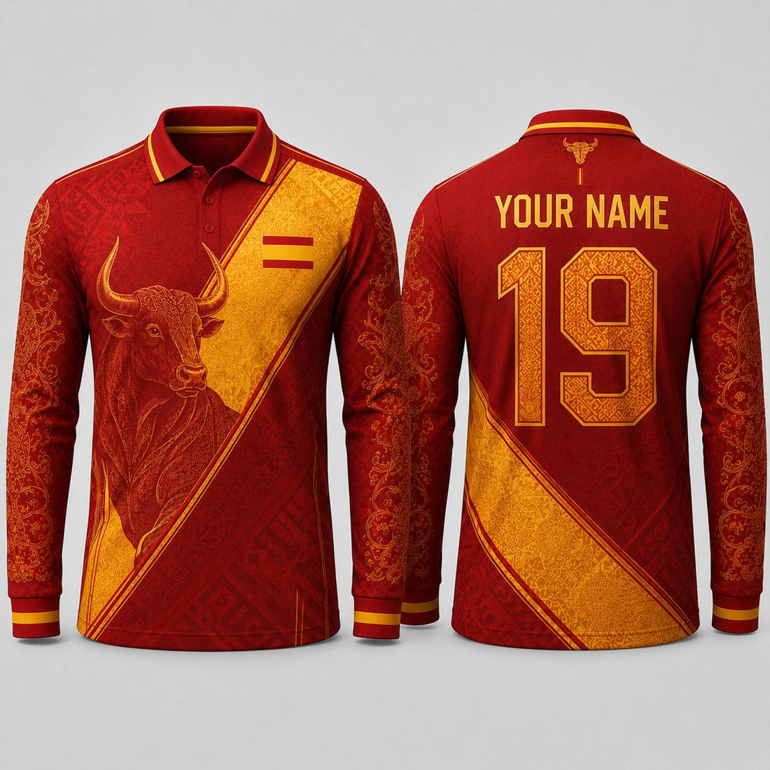 Spanish Bull Fooball Shirt, Spain Football Team V-Neck For Men, Soccer Fan Father's Day Presents