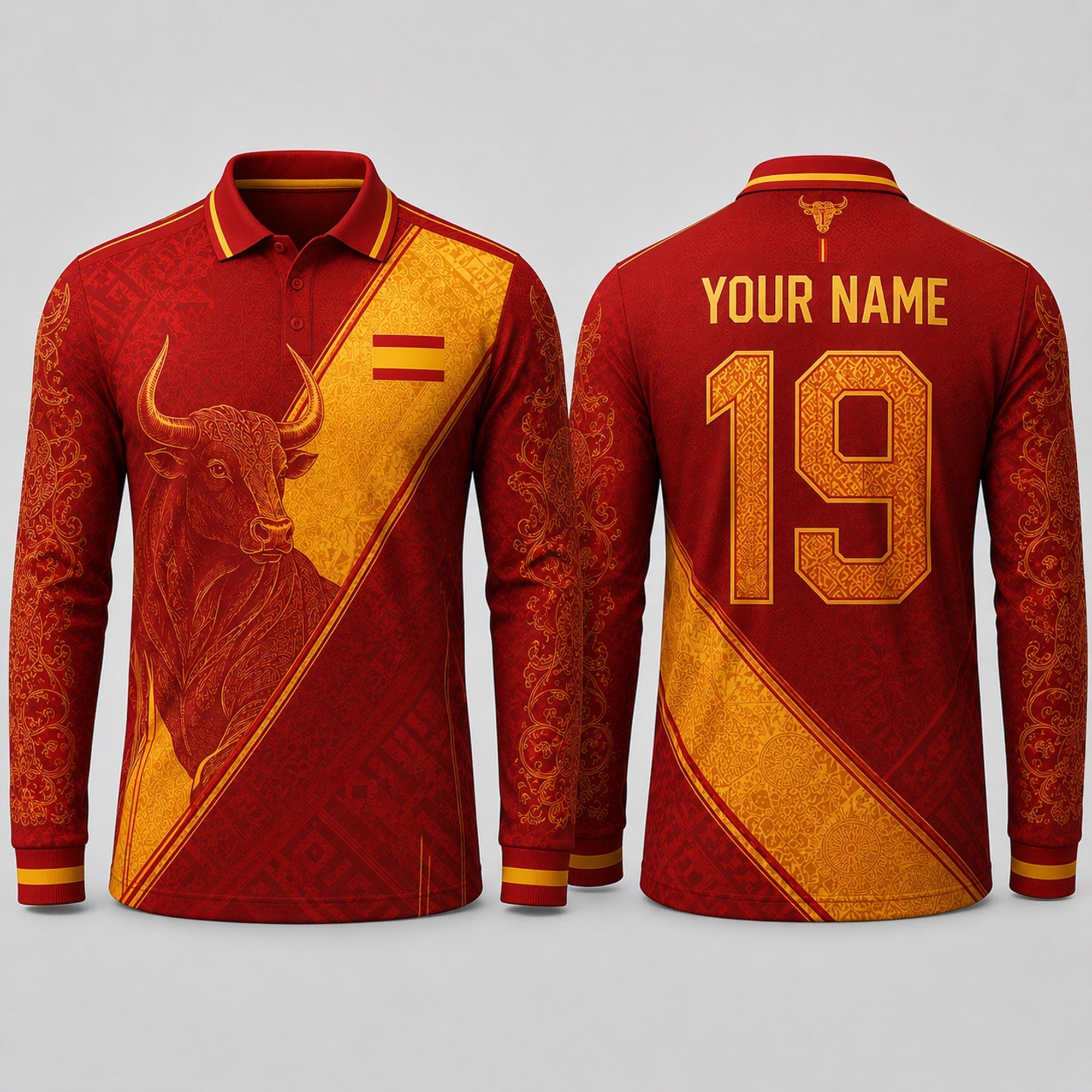 Spanish Bull Fooball Shirt, Spain Football Team V-Neck For Men, Soccer Fan Father's Day Presents