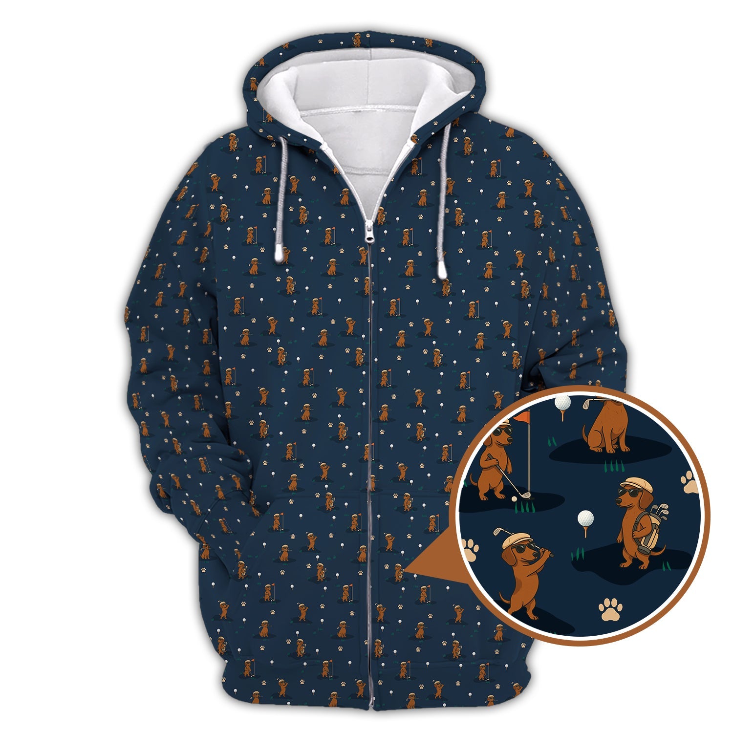 Dog Pattern Golf Shirt, Dachshund Golf Shirt, Golf Gift For Men, Funny Golf Shirt For Golfer