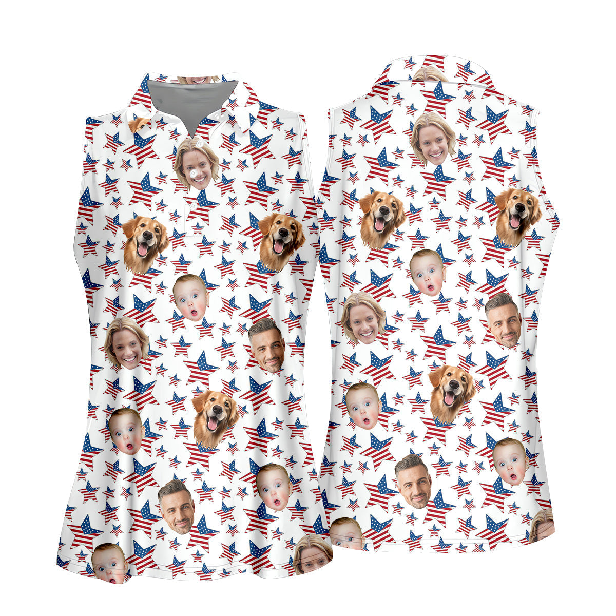 Family Portrait Golf Shirt, Custom Face Shirt, Personalized Dog Shirts, American Flag Golf Shirt, Long Sleeve Golf Shirts, Golf Tops For Women