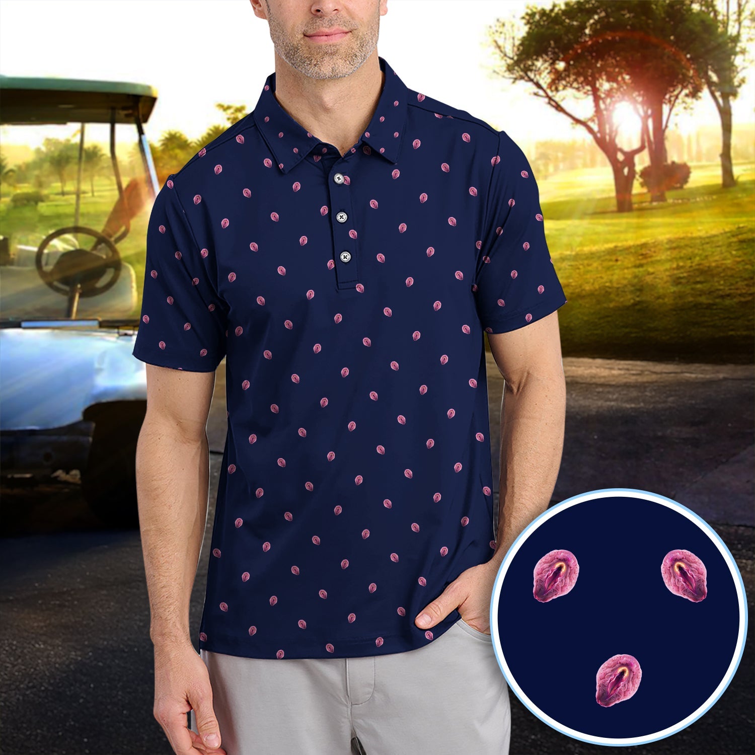 Funny Abstract Pattern Golf Shirt, Crazy Golf Polos For Men, Golf Gift For Golfer