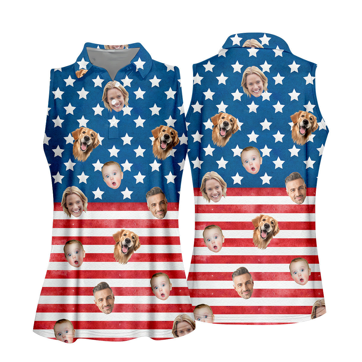 Custom Face Shirt, Personalized Dog Shirts, American Flag Golf Shirt, Long Sleeve Golf Shirts, Golf Tops For Women, Family Portrait Golf Shirt
