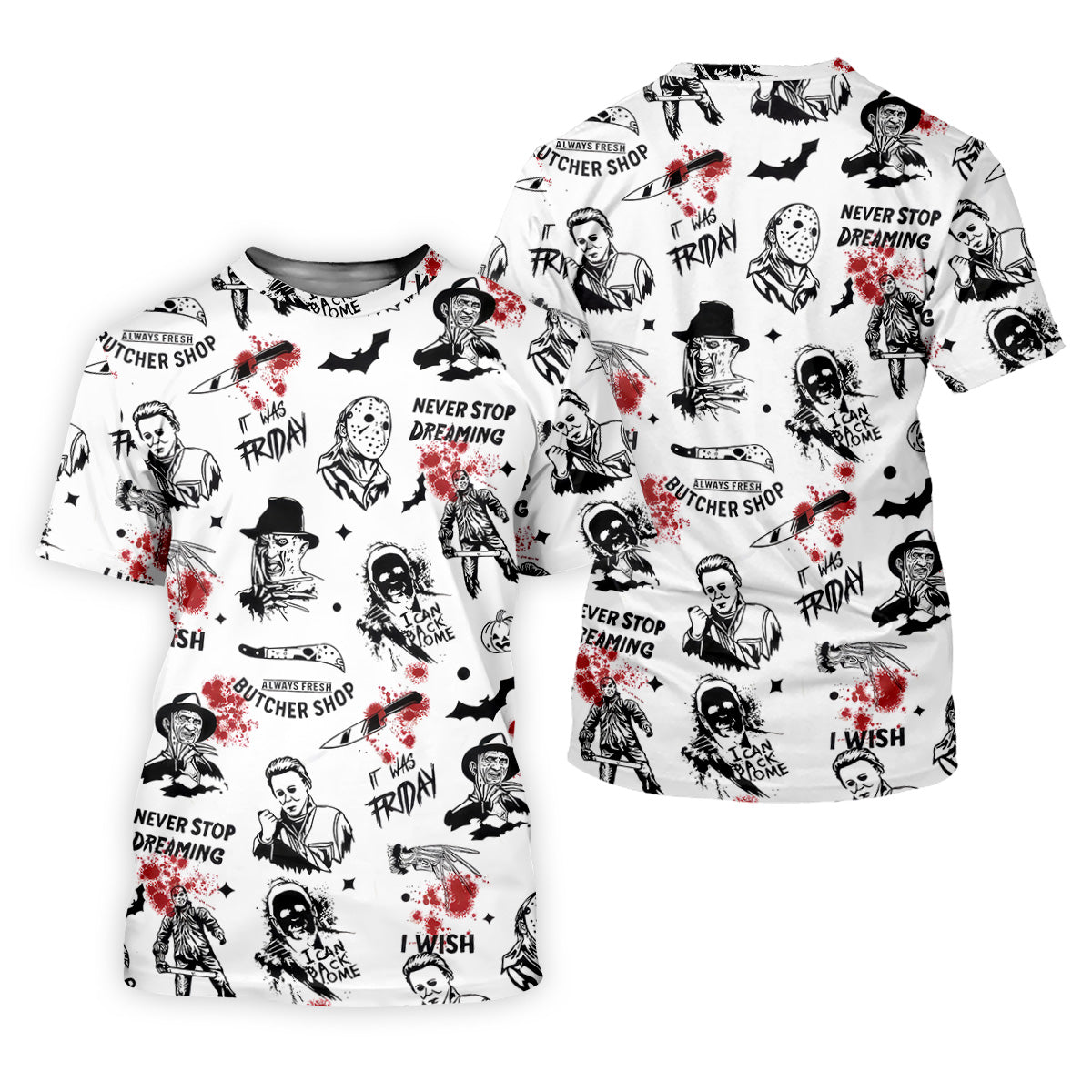Horror Halloween Character White Golf Shirt, Ladies Golf Tops, Women's Polo Shirt