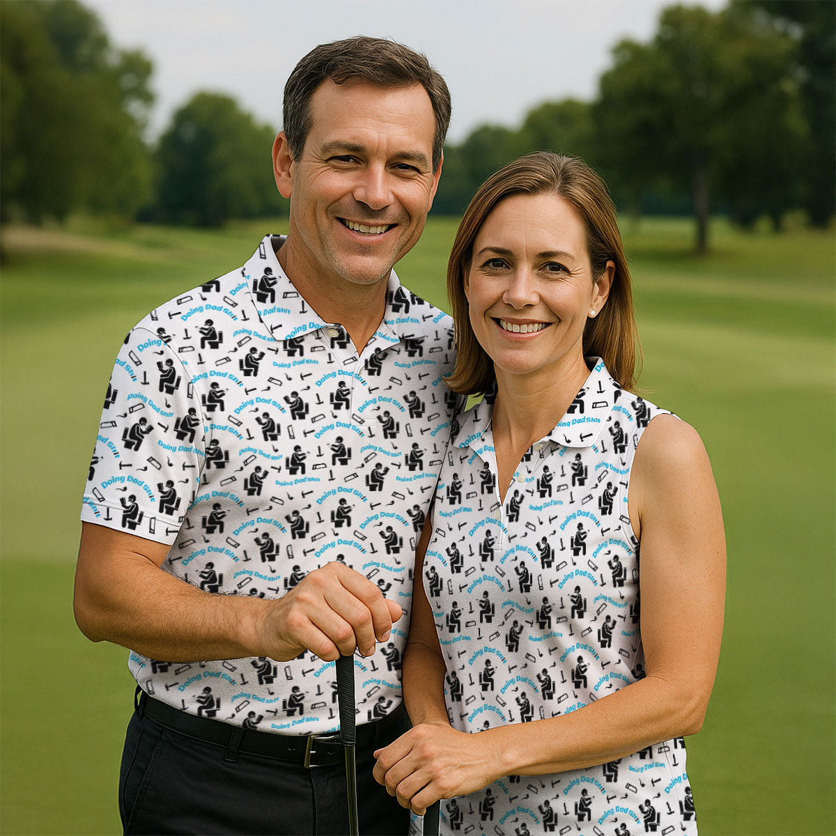 Dad Life Fun Stick Figure Cute Golf Shirt, Father's Day Golf Shirt, Golf Gift For Dad