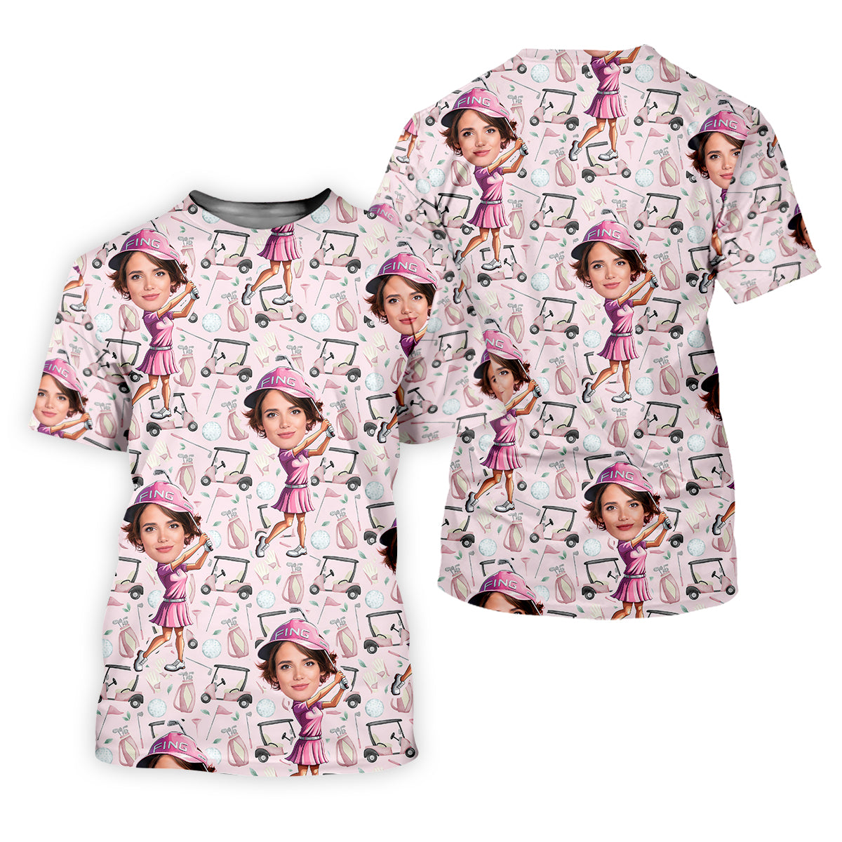 Custom Face Golf Shirt, Funny Womens Golf Polo ShirtMothers Day Shirt