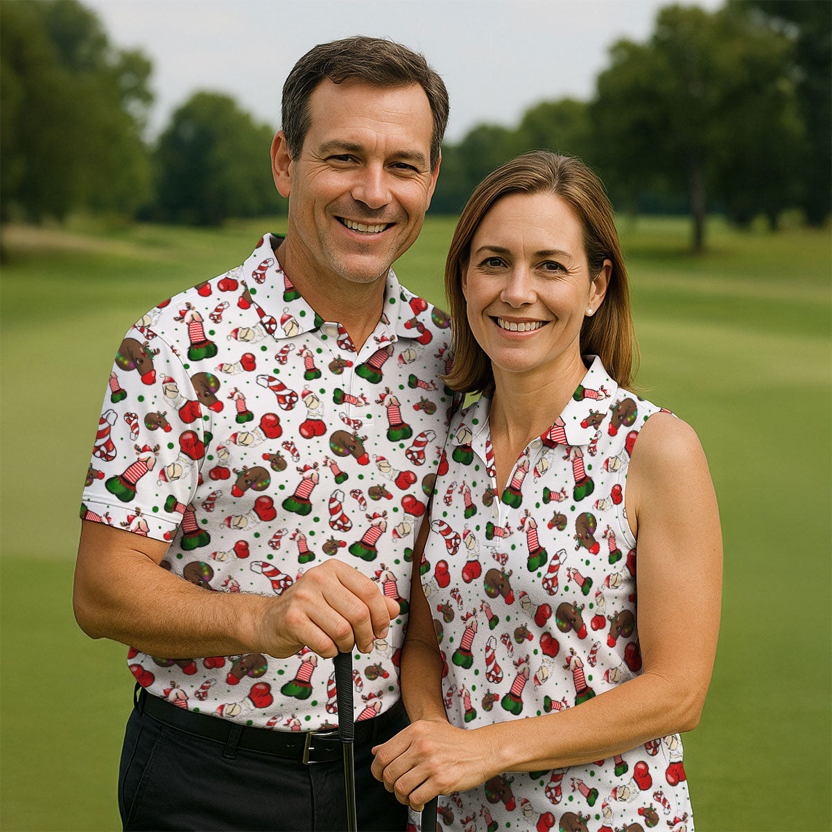 Funny Christmas Women's Golf Tops, Funny Dirty Ladies Golf Polos, Christmas Golf Shirt, Golfing Apparel