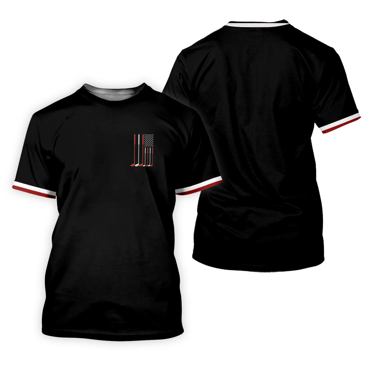 Golf Clubs America Flag Logo 250th Anniversary Black Golf Shirt, Patriotic Golf Shirt, Women's Golf Tops