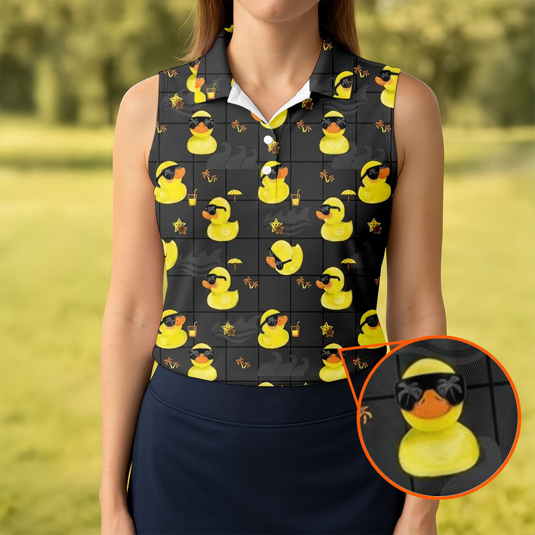 Yellow Rubber Duck Fun Women's Golf Shirts, Black Golf Shirt, Ladies Golf Shirts, Women's Polo Shirt