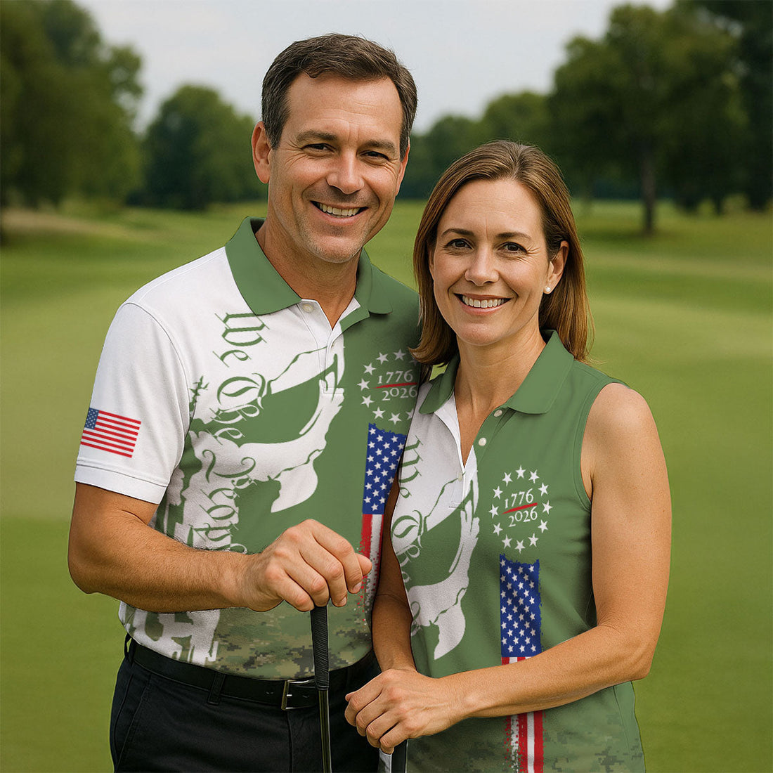 American Bill Of Rights Father's Day Camo Golf Shirt, 250 Years 4th Of July Polo Shirts For Men