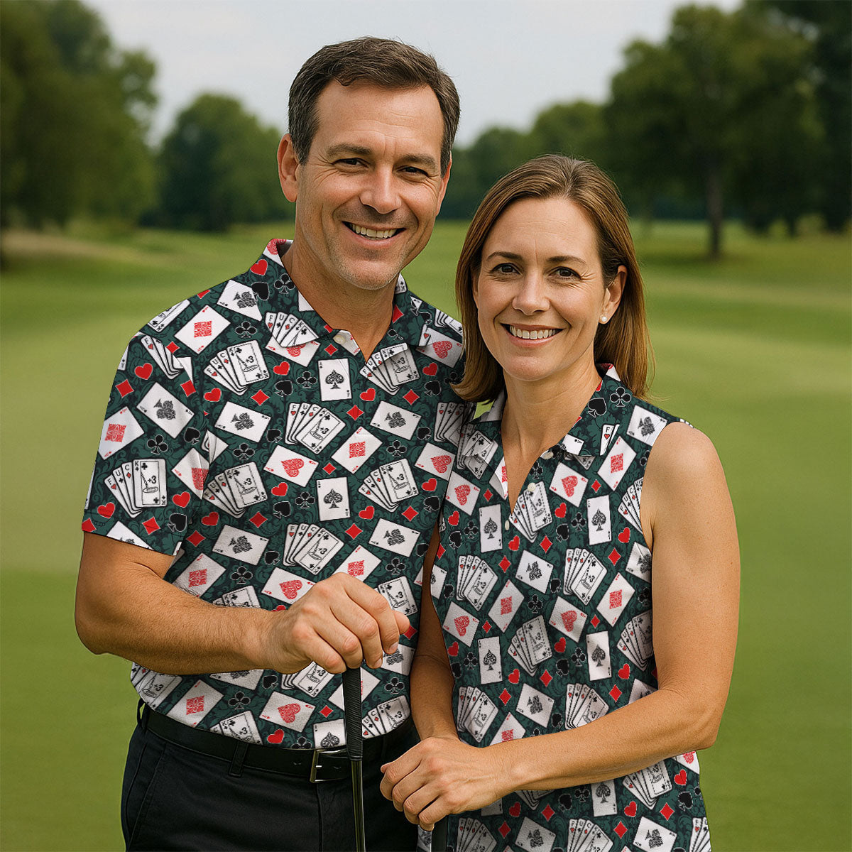 Playing Cards Pattern Casino Themed Ladies Golf Shirts, Golf Shirt For Women, Ladies Golf Polos