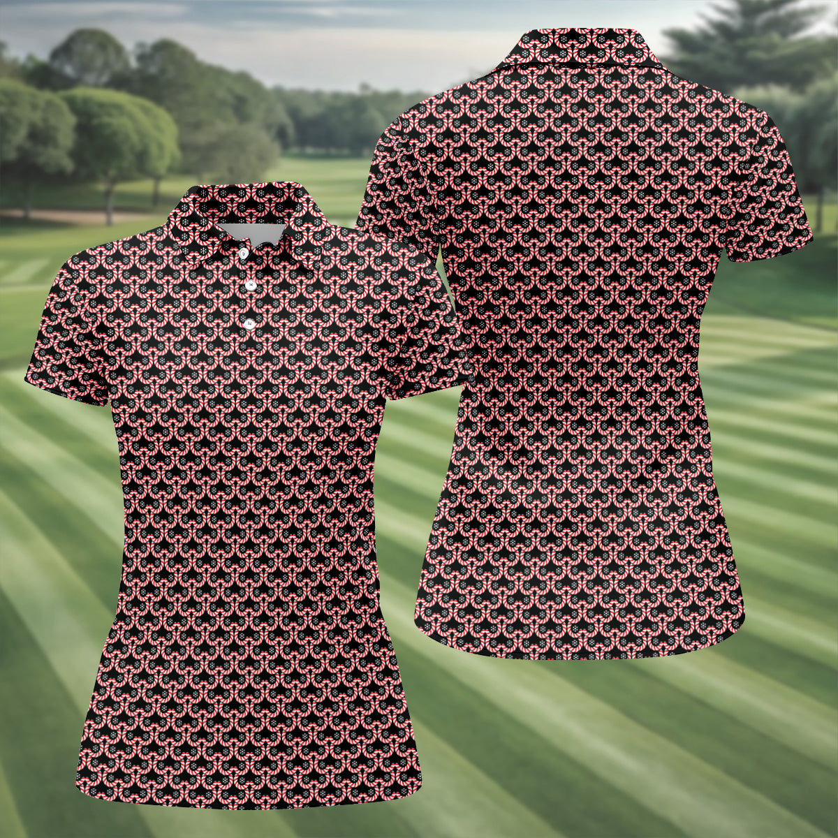 Christmas Snowflake Pattern Golf Shirt, Women Golf Top, Ladies Sleeveless Tops, Women's Golf Shirts
