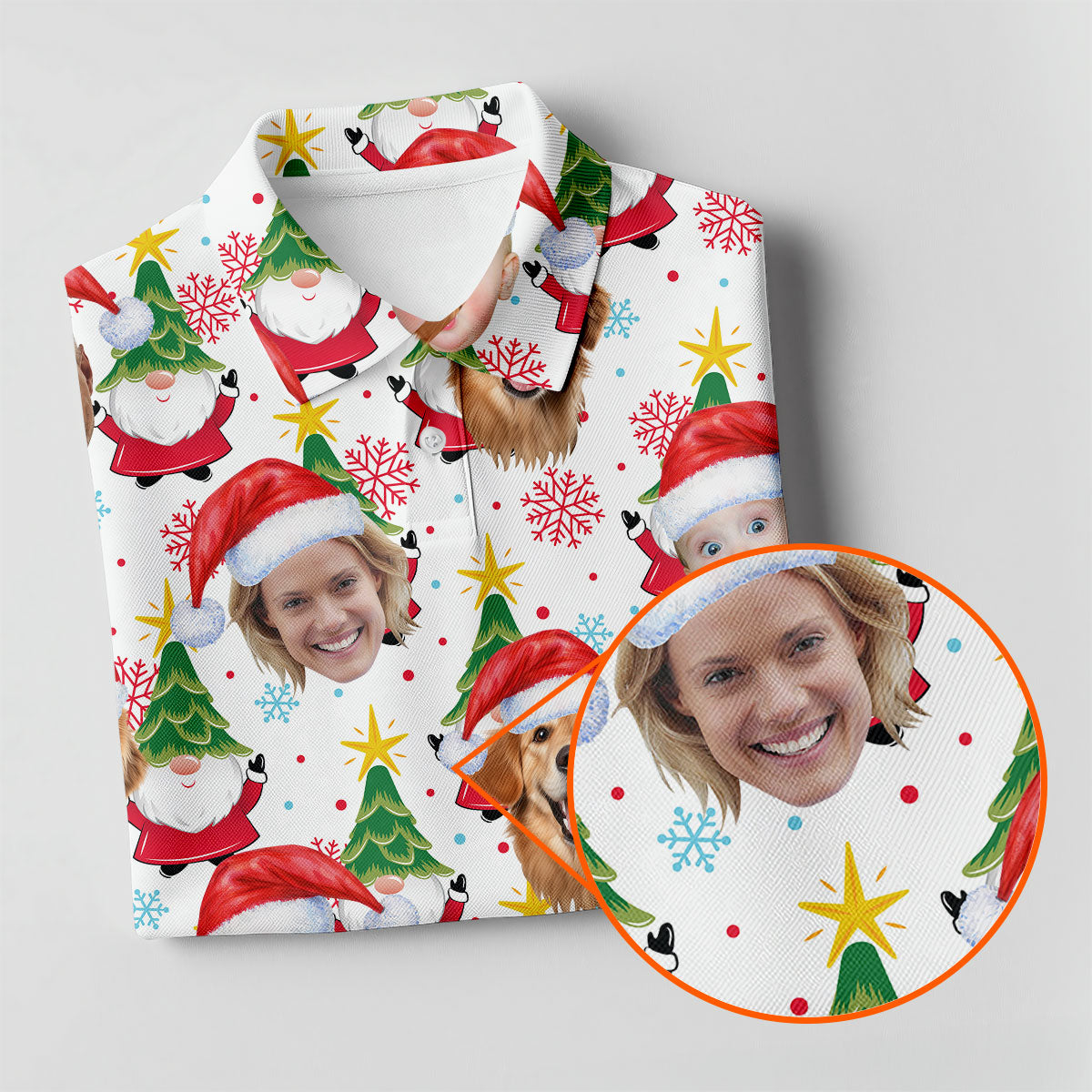 Custom Face Cute Christmas Gnome White Golf Shirt, Christmas Golf Shirt, Ladies Golf Shirts, Golf Gifts For Women