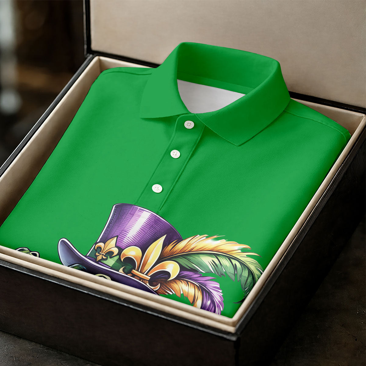 Mardi Gras Alligator Playing Saxophone Green Golf Shirt, Women's Golf Tops, Ladies Golf Shirt