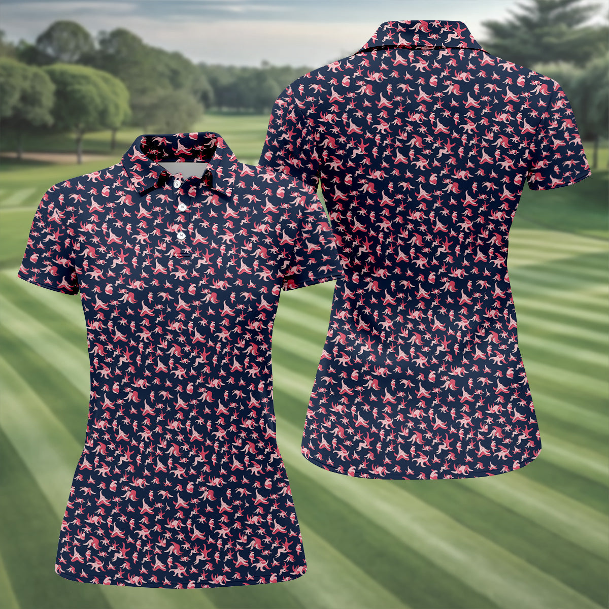 Funny Starfish Naughty Position Black And Pink Women's Golf Tops, Valentines Golf Gift, Golf Gift For Ladies
