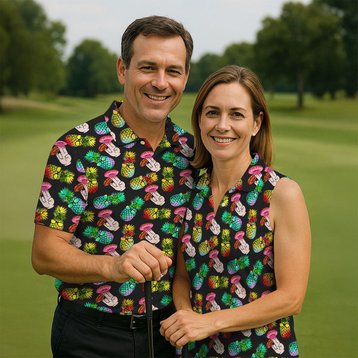 Pineapples Donut Finger Adult Humor Women Golf Shirts, Ladies Golf Shirt, Funny Golf Shirts