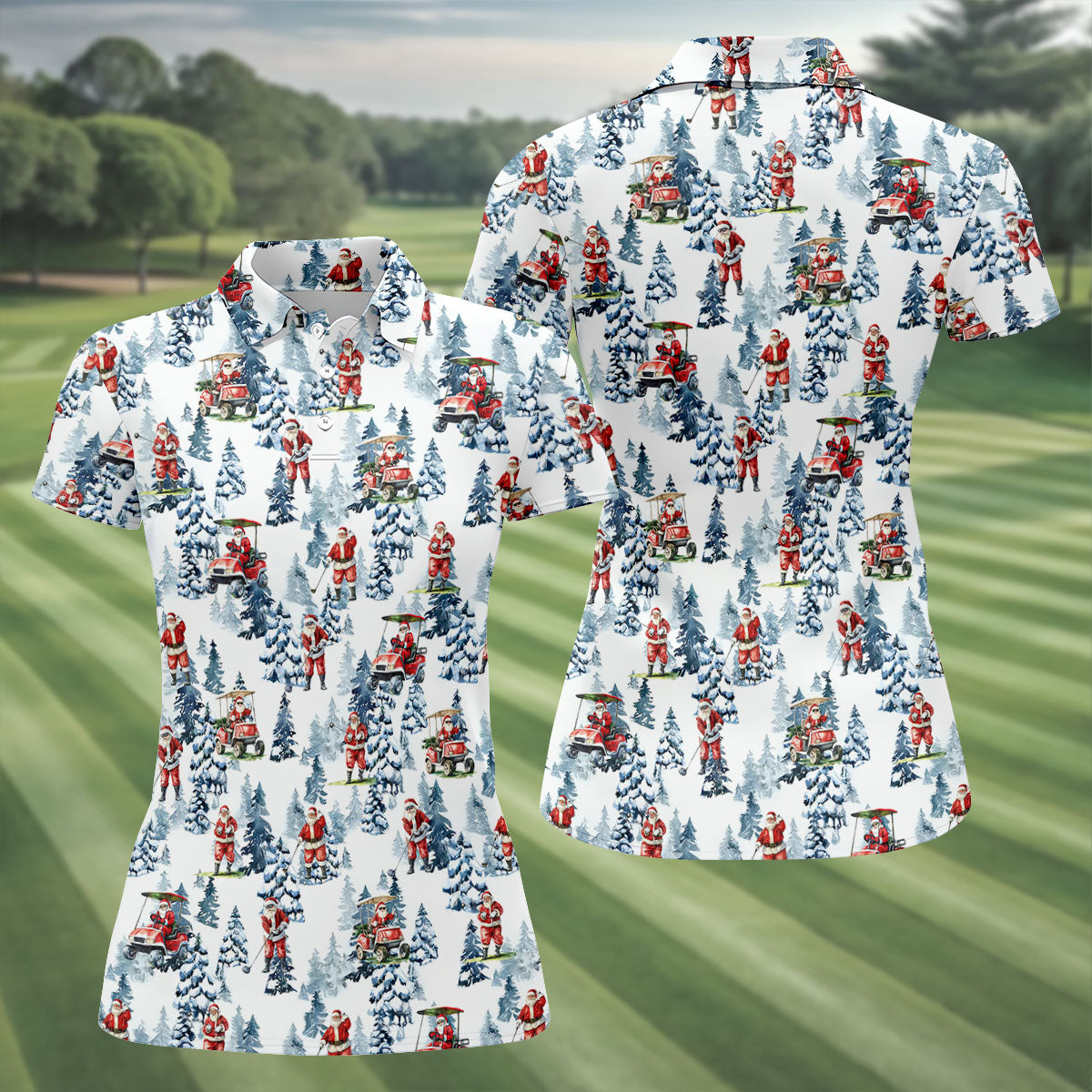 Santa Golfing Women's Golf Tops, Funny Golf Shirts Women, Christmas Golf Shirt, Golf Lover Xmas Gift