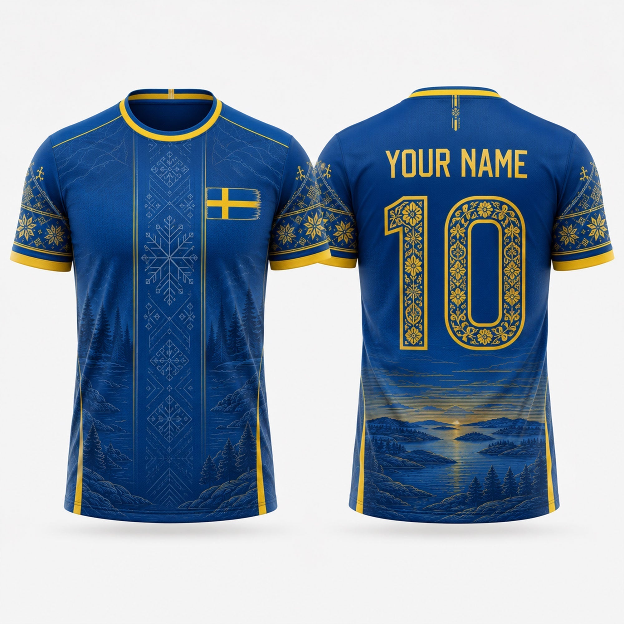 Sweden Fooball Shirt, Kurbits V-Neck For Men Football Lover, Swedish National Soccer Father's Day Presents