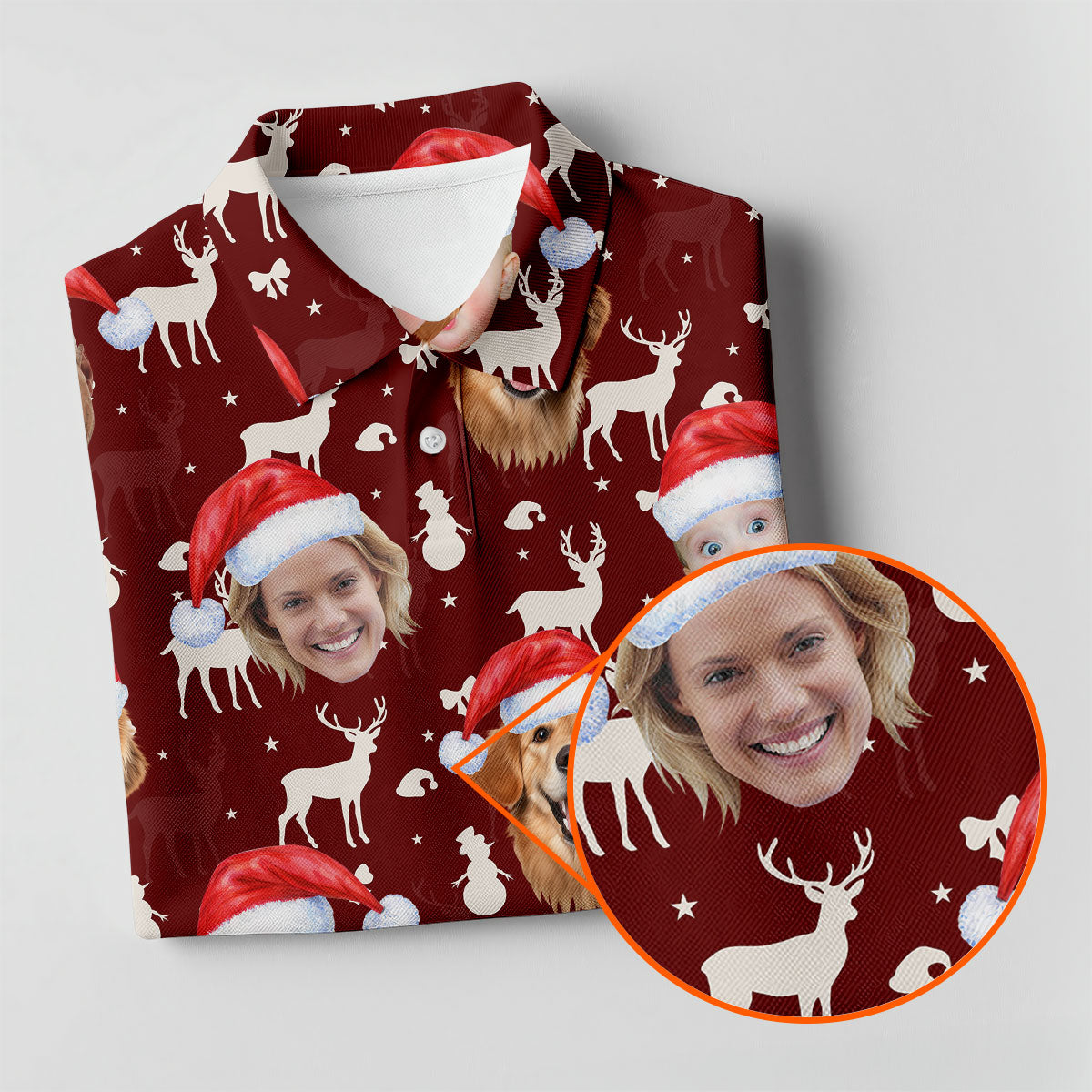 Custom Face Snow Figure Maroon Golf Shirt, Christmas Golf Shirt, Ladies Golf Tops, Golf Gifts For Women