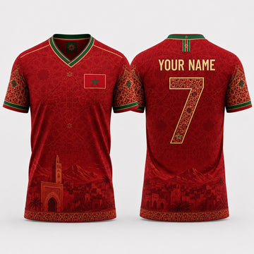 Moroccan Fooball Shirt, Moroccan Zellige Tile V-Neck For Men Football Lover, Father's Day Presents