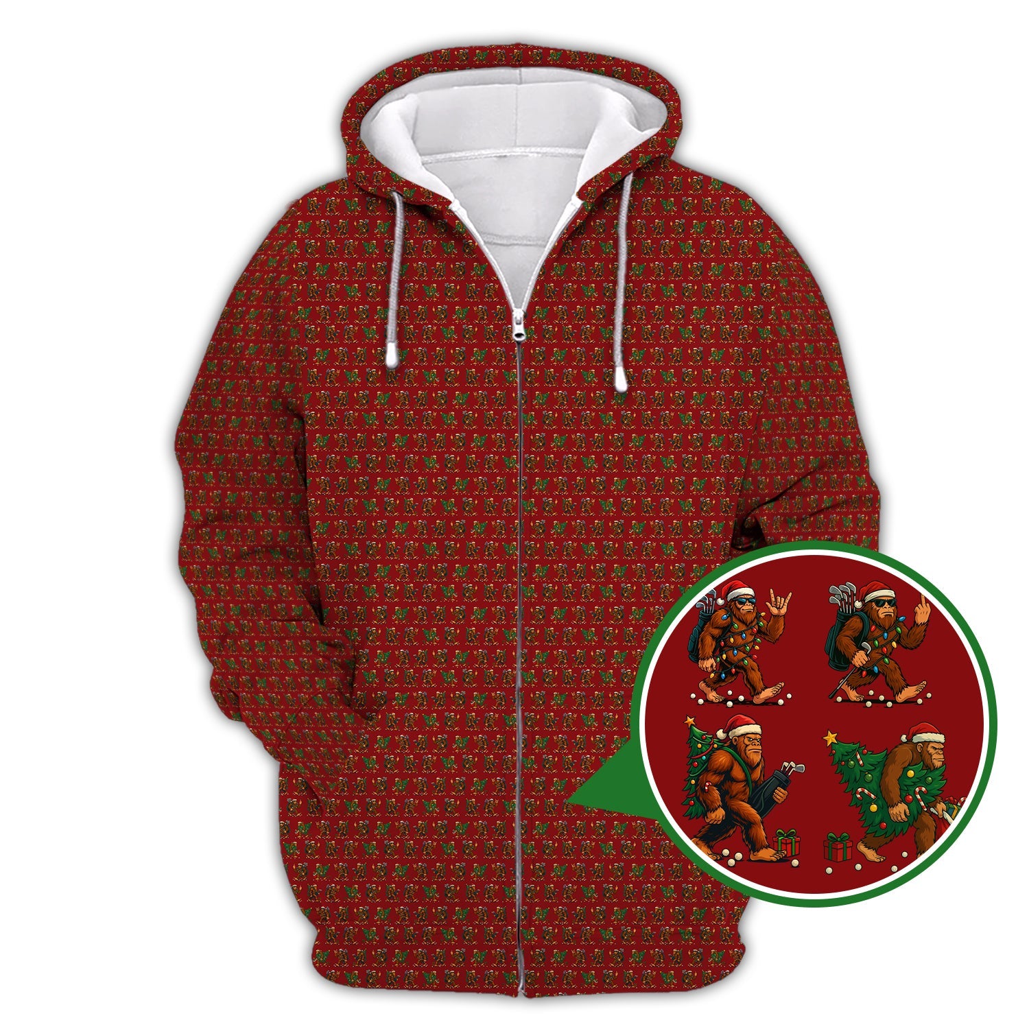 Funny Pattern Golf Shirt For Men, Bigfoot Golf Shirt, Christmas Golf Shirt For Golfer