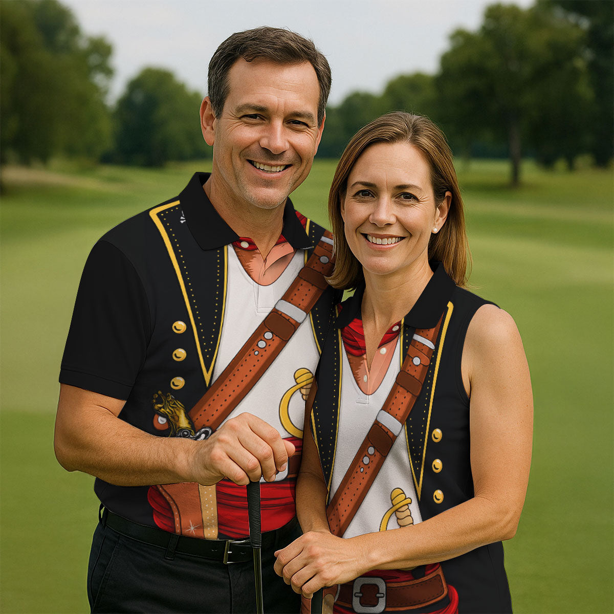 Swashbuckler Pirate Golf Shirt, Caribbean Captain Costume Pattern, Golf Shirt For Men
