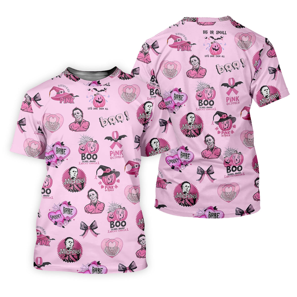Funny Michael Horror Character Women Golf Shirt, Pink October Shirt, Halloween Golf Shirt, Ladies Golf Shirt