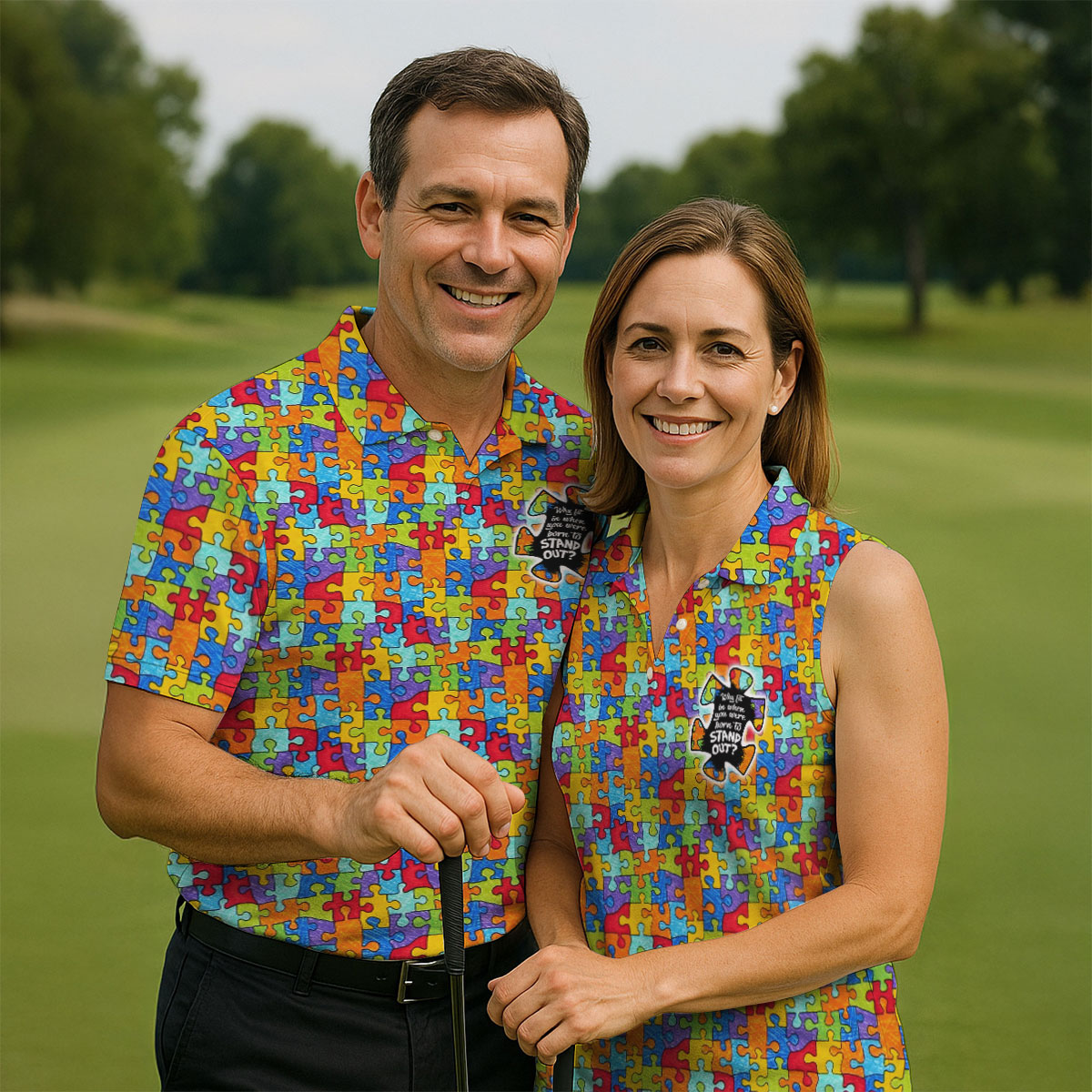 Why FIt In When You Were Born To Stand Out Autism Puzzle Women's Golf Shirts, Ladies Golf Polos