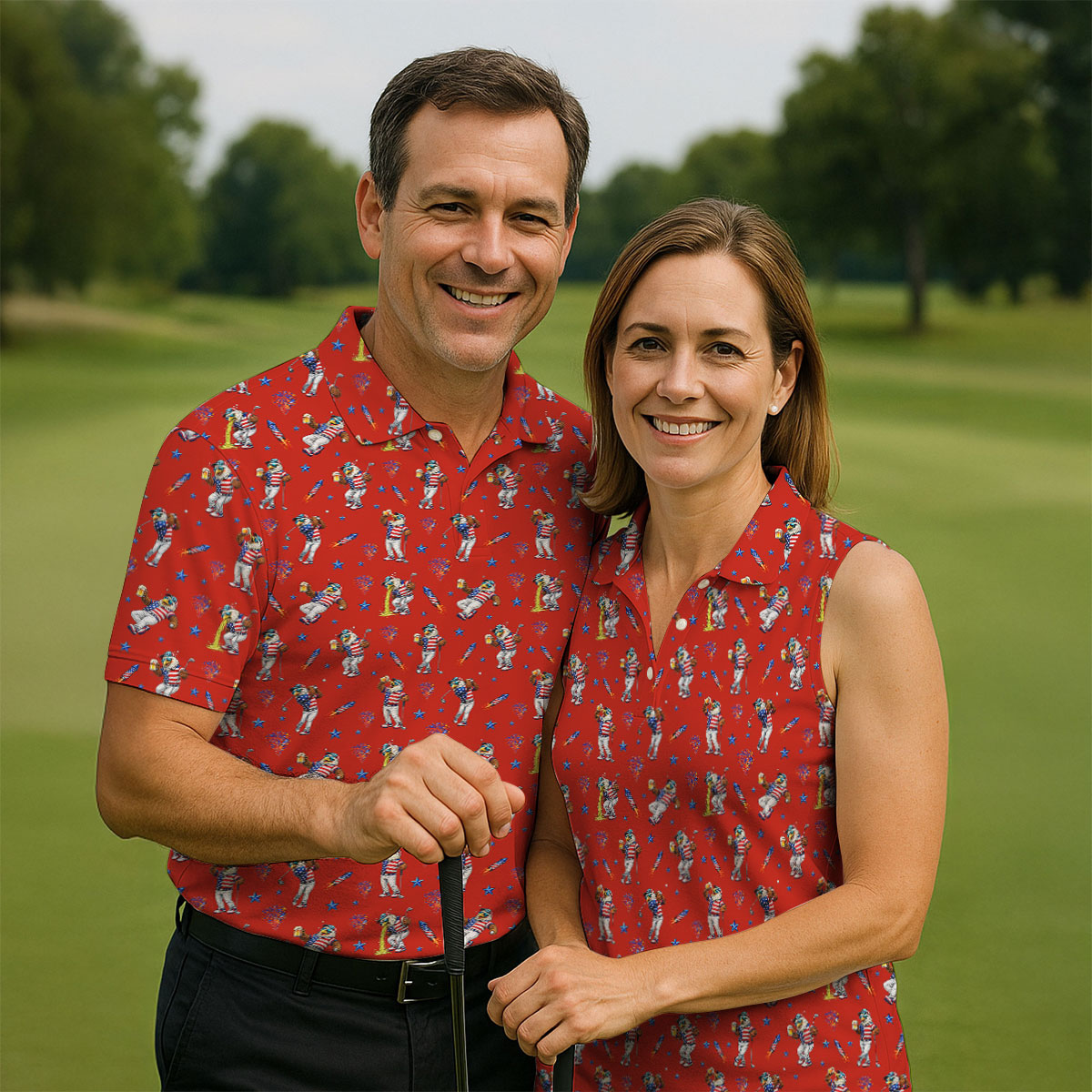 Patriotic Eagle Golf And Beer Funny 4th Of July Red Golf Shirt, 250th Anniversary Women's Golf Tops