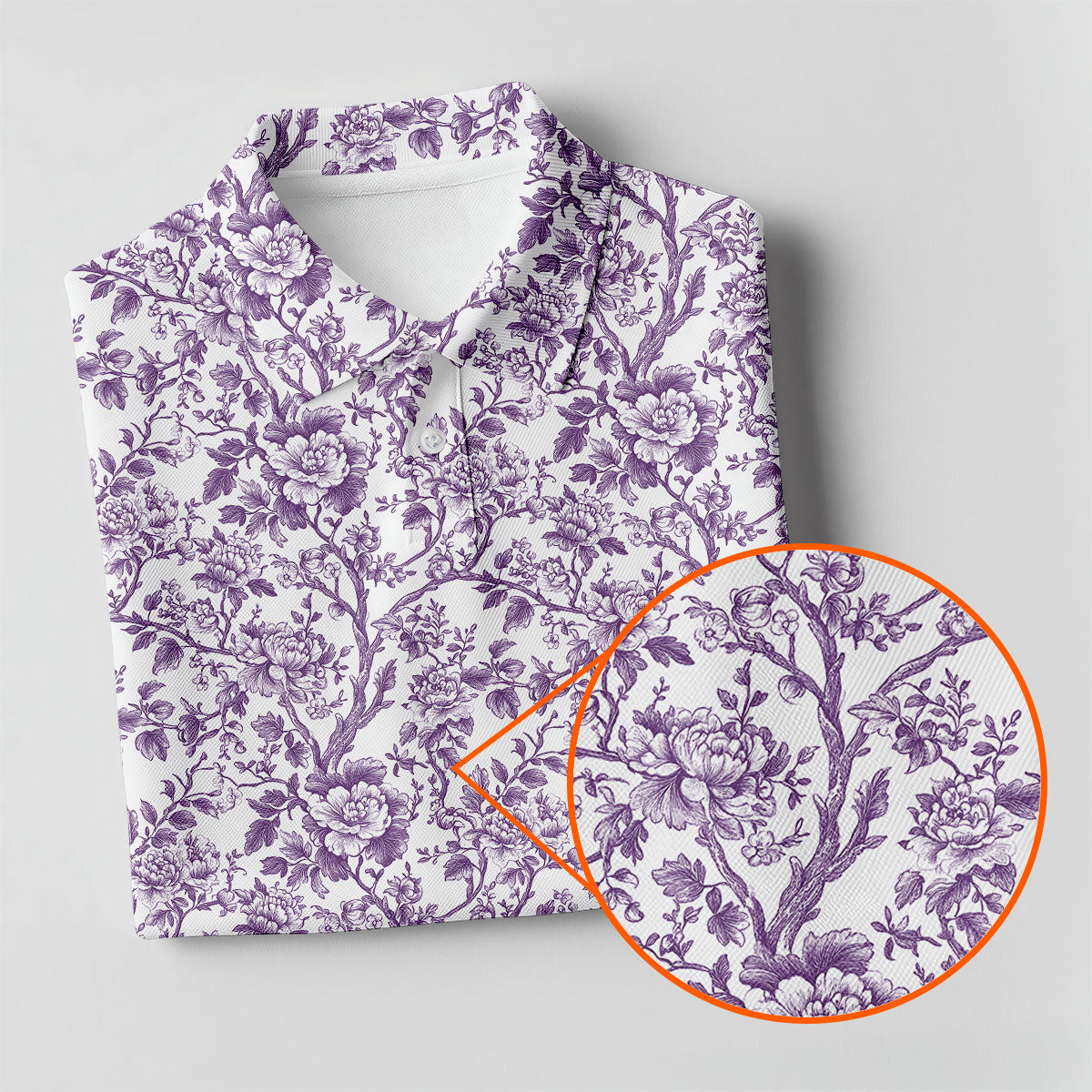 Toile De Jouy Purple Golf Shirt, Women's Golf Tops, Ladies Golf Shirts, Golf Gift For Ladies, Golf Shirt For Women