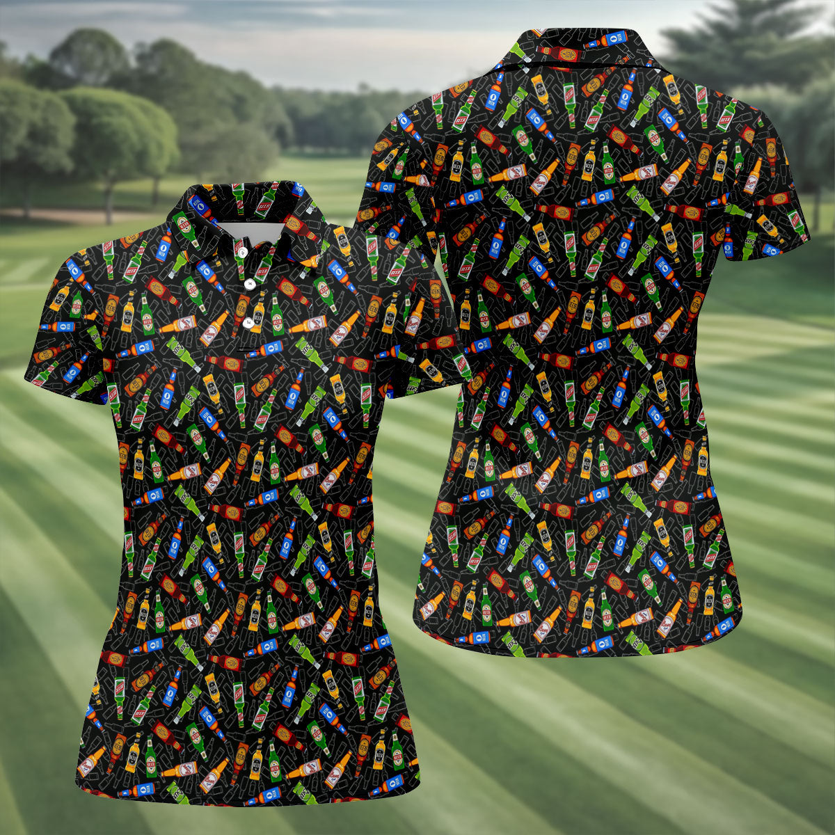 Beer Bottle Funny Golf Shirt, Golf And Beer Golf Shirt For Women, Ladies Golf Shirts, Women's Polo Shirt