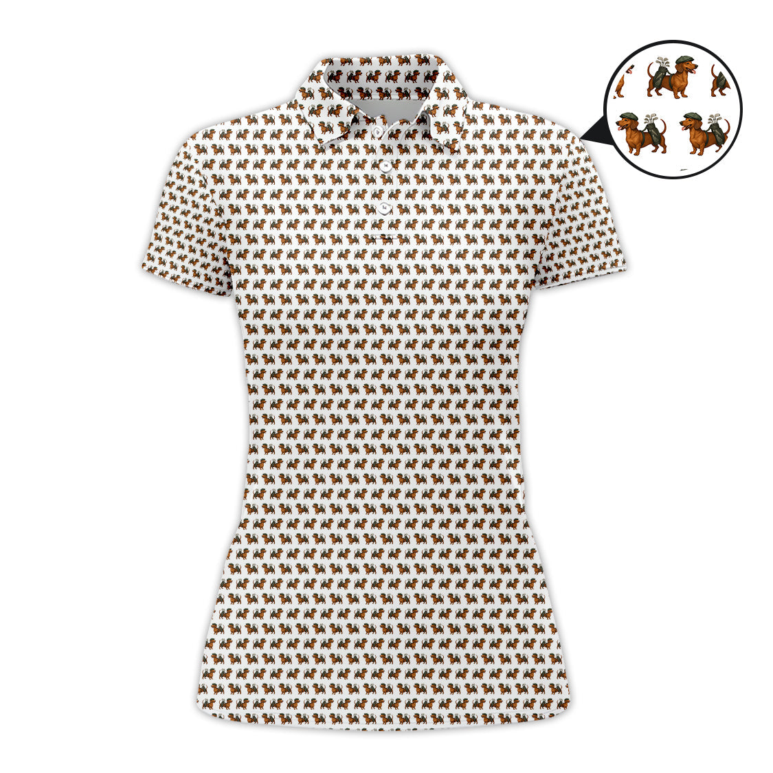 Dachshund Pattern Golf Polos, Crazy Dachshund Golf Shirt For Men, Funny Golf Shirt