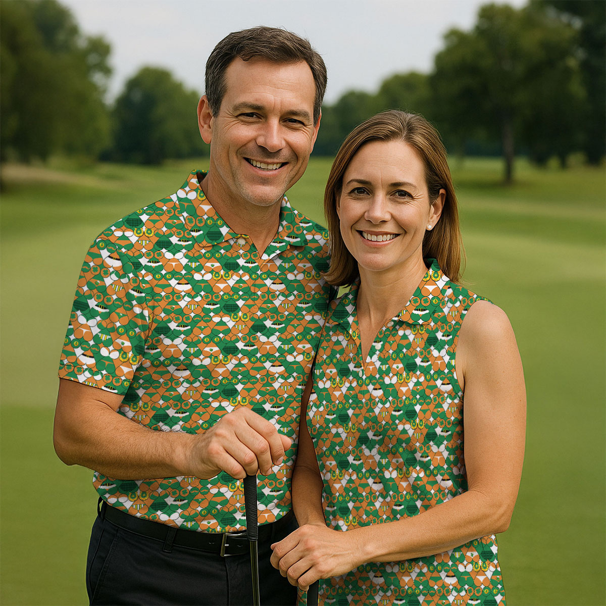 Naughty Fun Adult Humor St Patrick's Day Golf Shirt, Green Orange White Women's Golf Tops, Ladies Golf Shirts