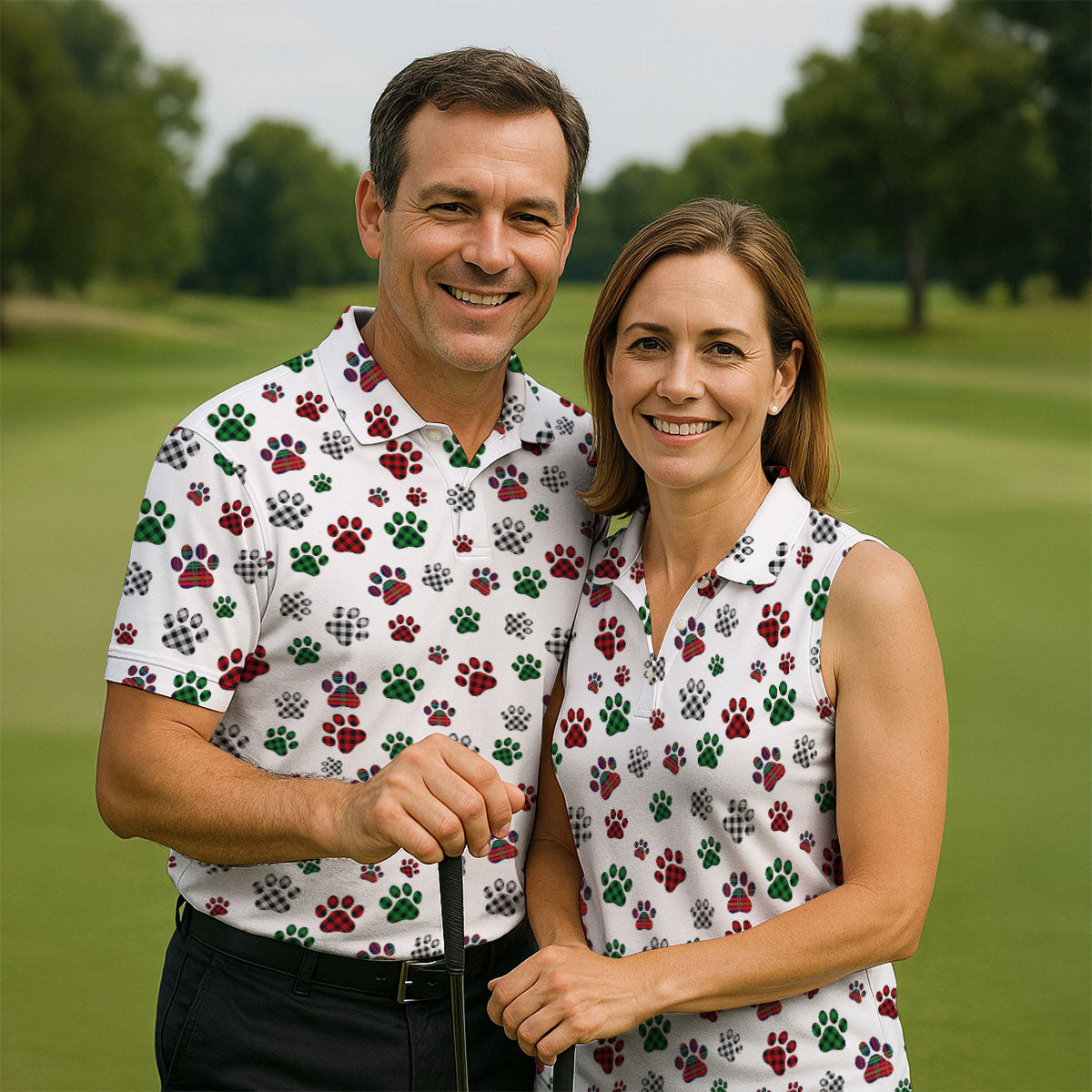 A Heartbeat At My Feet Paw Print Polo ShirtLover Gift, Ladies Golf Shirts, Golf Gifts For Women