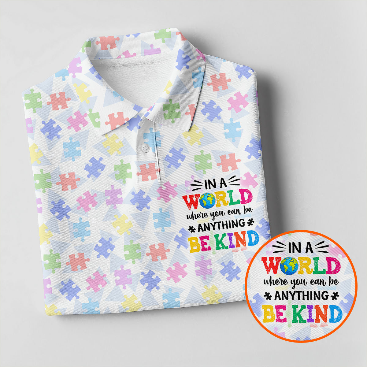In A World Where You Can Be Anything Be Kind Autism Puzzle Women Golf Top, Ladies Golf Shirts