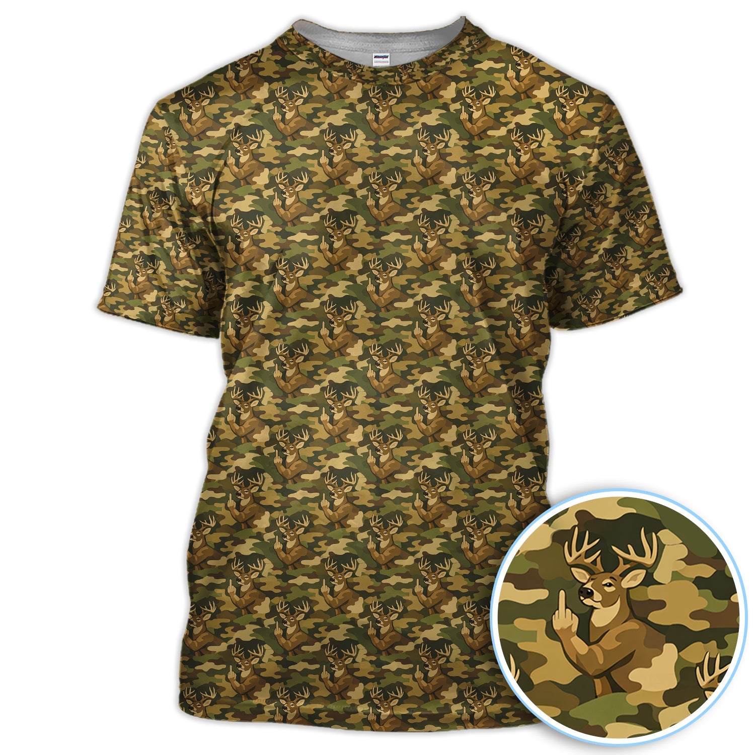 Deer Camo Pattern Golf Shirt, Crazy Golf Polos For Men, Golf Gift For Hunter