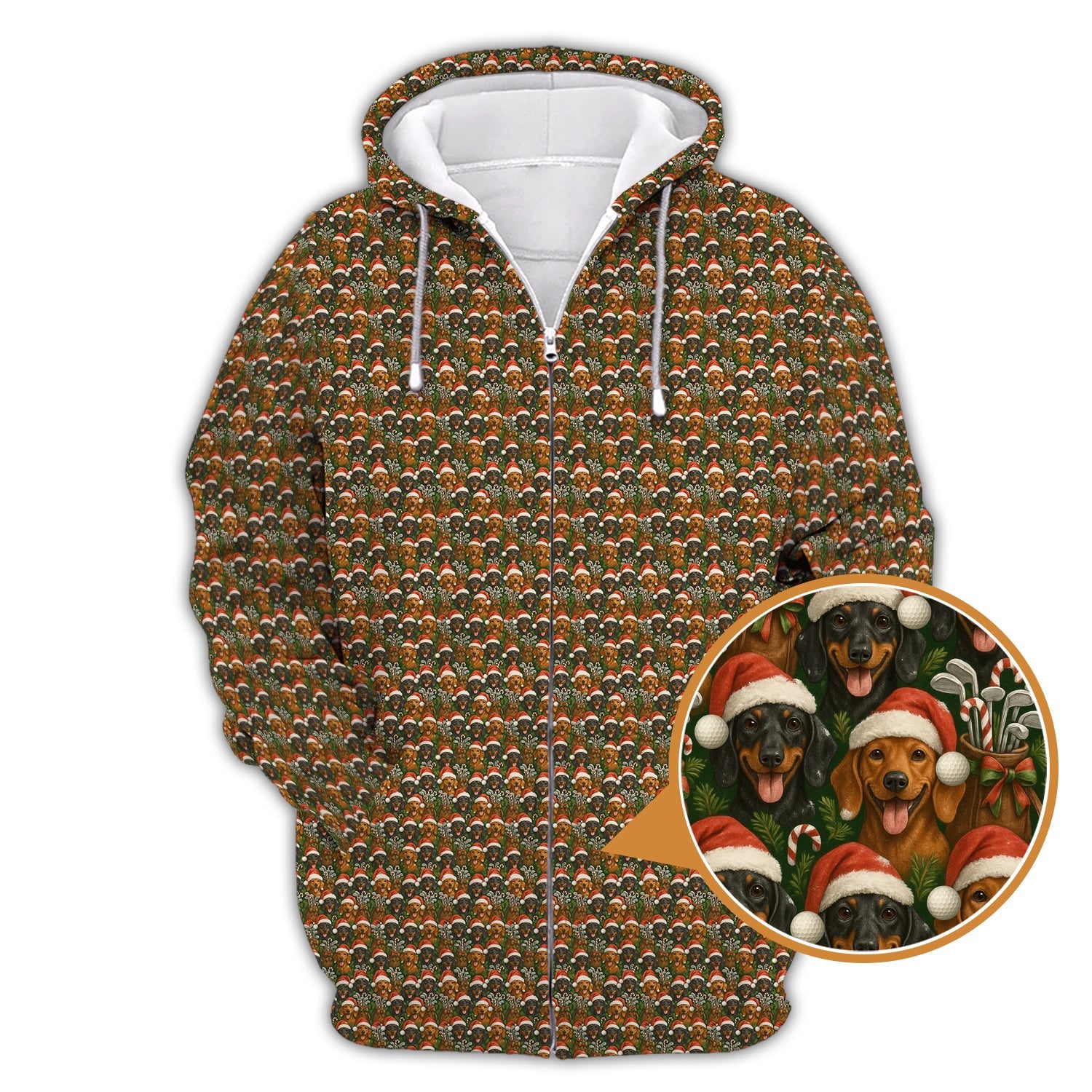 Dachshund Golf Shirt For Men, Christmas Pattern Golf Shirt, Funny Golf Shirt For Golfer