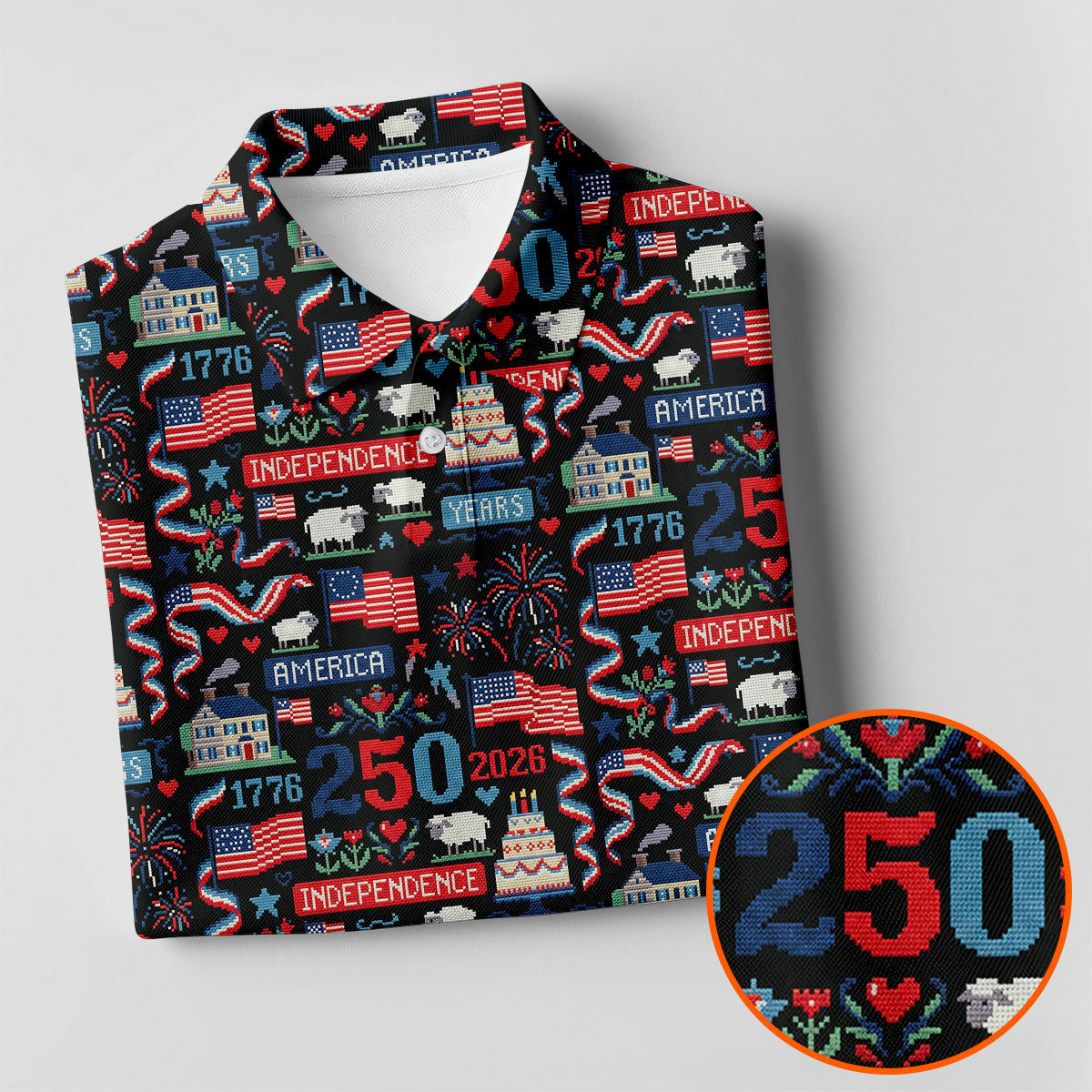 America Independence 250 Years Black Golf Shirt, Patriotic 4th Of July Golf Shirt For Women