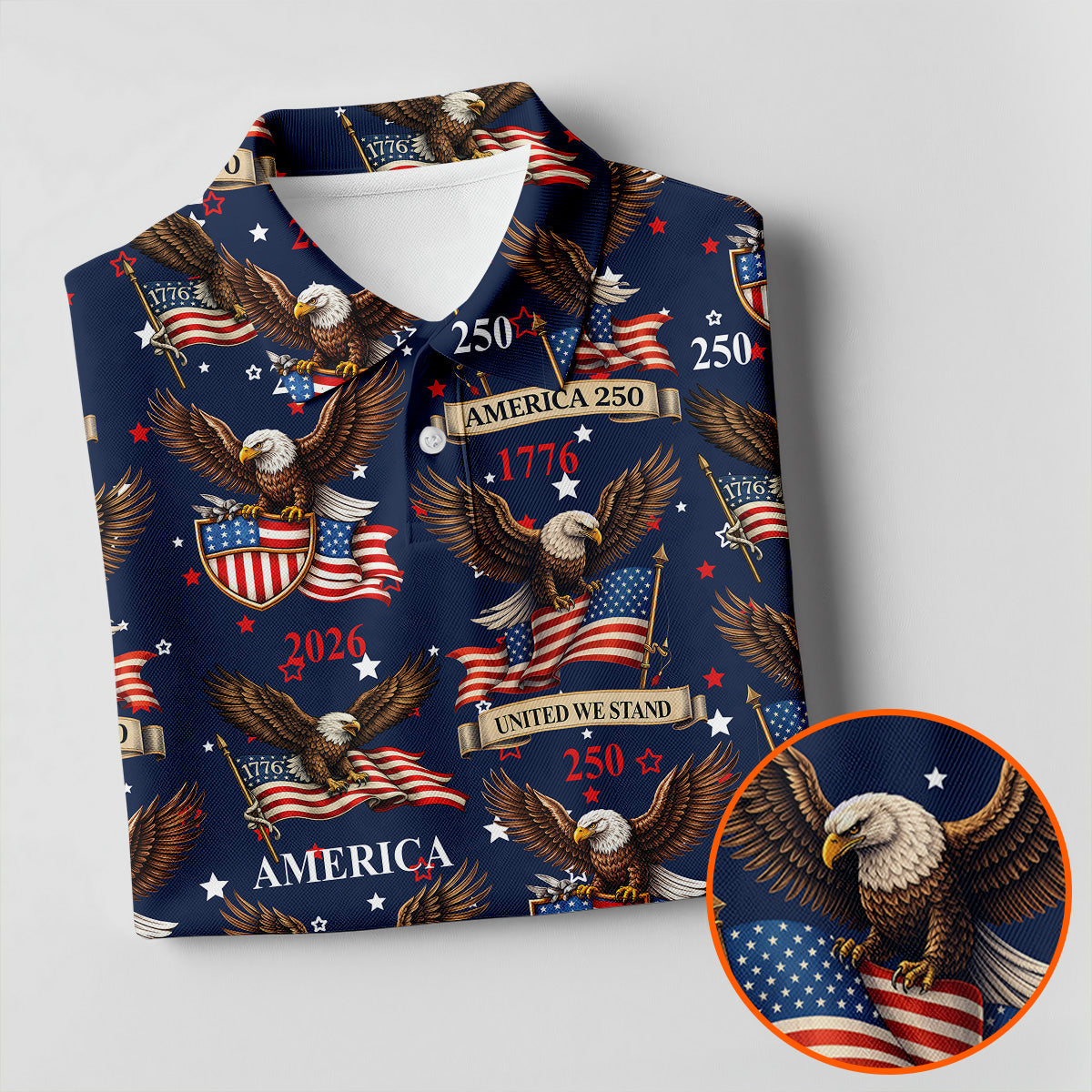 America 250 American Flag Badge 4th Of July Navy Golf Shirt, Patriotic Golf Shirt, Golf Shirt For Women