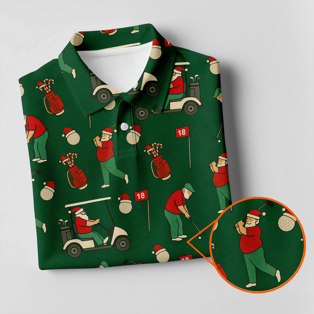 Golfing Santa Green Christmas Fun Women's Golf Shirts, Ladies Golf Shirts, Christmas Golf Shirt