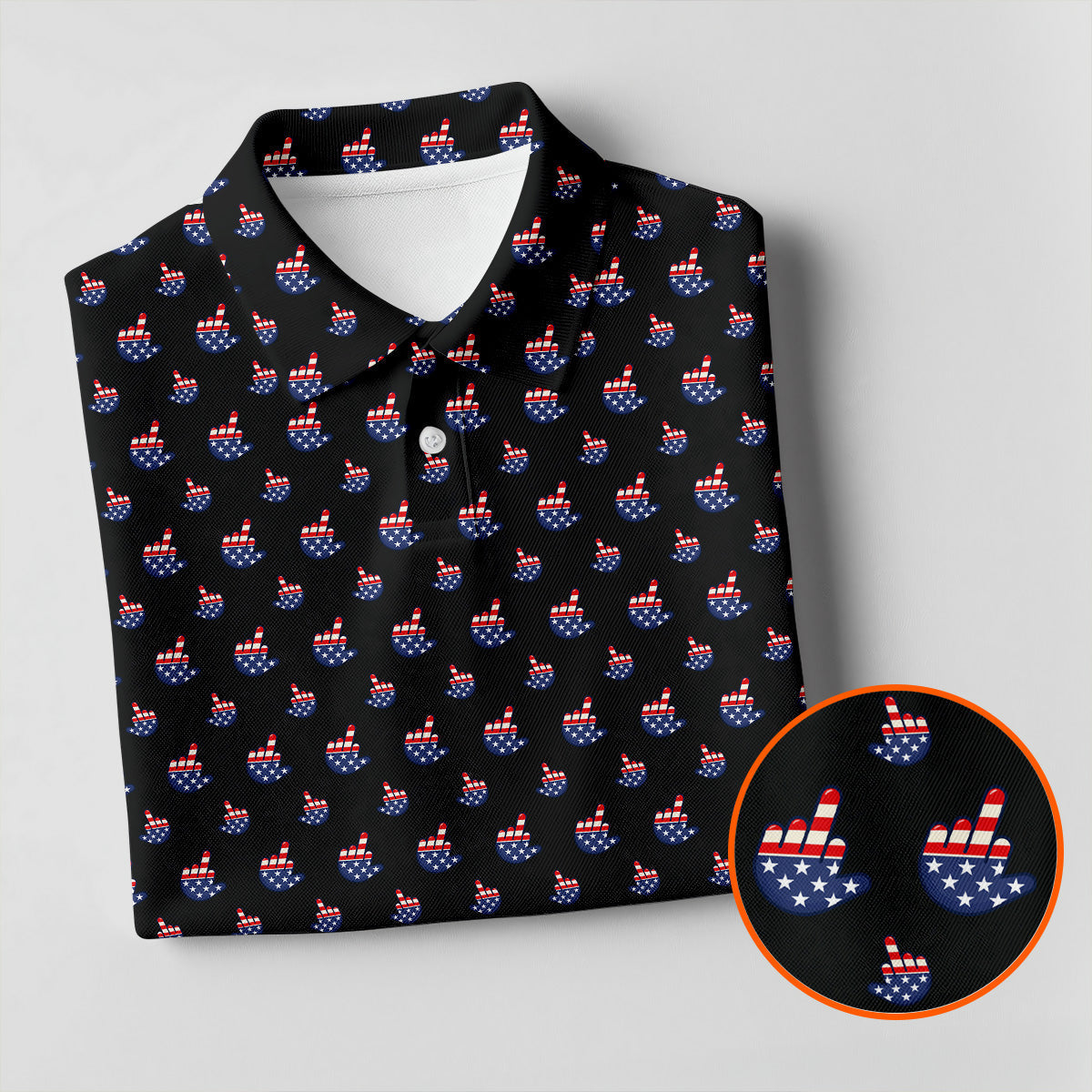 Funny Middle finger US Flag Pattern 250th Anniversary Black Golf Shirt, 4th Of July Women Golf Top