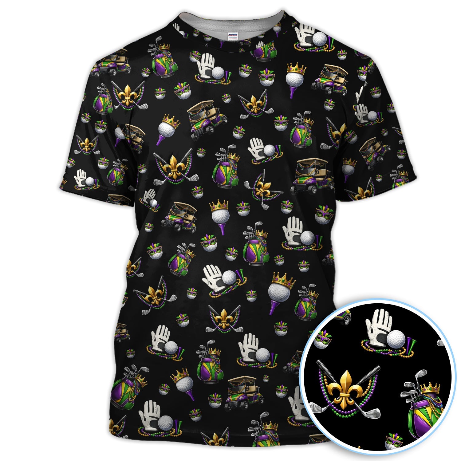 Mardi Gras Pattern Golf Shirt For Men, Funny Golf Polos, Crazy Golf Gift For Golfer