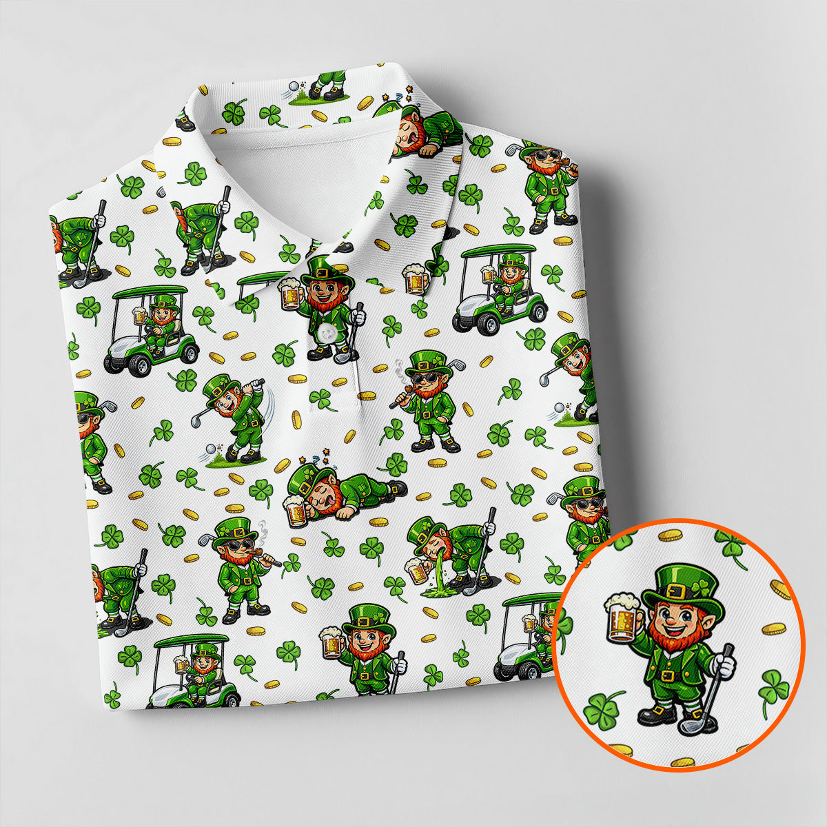Funny Leprechaun Golf And Beer Green Shamrocks St Patrick's Day Golf Shirt, Women's Golf Shirts, Ladies Golf Polos